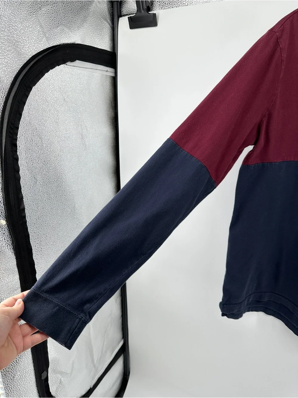 True Religion Y2K Hiphop Blockcore‎ Urban Men’s Burgundy/Navy Rugby Shirt SzL